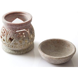 Zap impex Quemador de aceite decorativo para velas de té de piedra natural para aromaterapia, spa, yoga, meditación, difusor de aceites esenciales (elefante 8 cm)