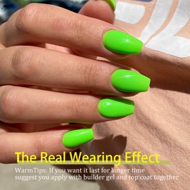 SXVME Soft Gel Nail Tips Short Coffin Gel X Nails, 300Pcs Pre-applied Tip Primer Gel X Nail Tips, Natural Neon Green Colored Gel Tips Acrylic Fake Nails Extensions False Nails Press ons for Easy DIY