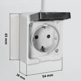 Miratic Surface-Mounted Socket IP54 - Wet Room Socket with Switch, Robust and Waterproof for Indoor and Outdoor Use (Single Socket)