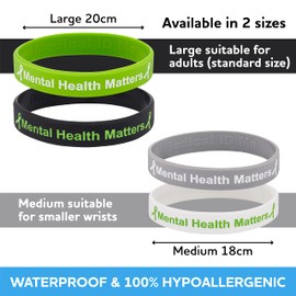 Set of 4 Mental Health Matters Awareness Bracelet Motivational Men's Women's Mental Health MHA (Large 20cm)