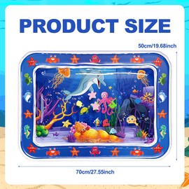 MIFKLMV Inflatable Tummy Time Mat, Premium Baby Water Play Mat, Portable Water Mats for Infants and Toddlers Baby Toys for 3 to 24 Months, Strengthen Your Baby's Muscles, Blue