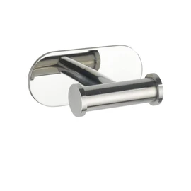 WENKO Turbo-Loc® Duo Orea Shine Wall Hook, No Drilling Required, Double Hook for Handy Storage of Towels, Made of High-Quality Shiny Stainless Steel, 10 x 4.5 x 6.5 cm