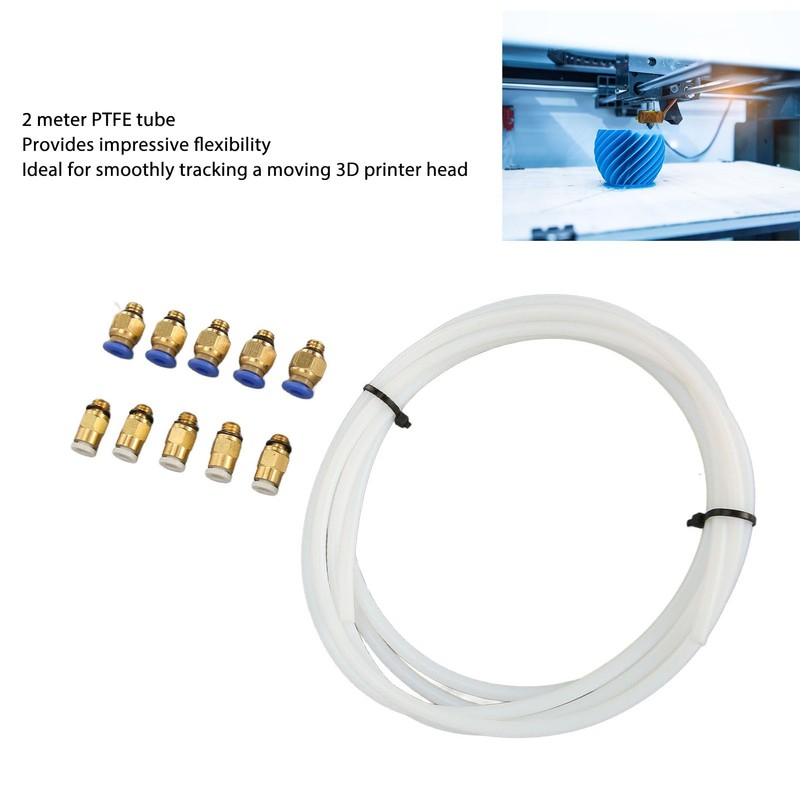 PTFE Hose Kit for 3D Printer, Includes 2M PTFE Hose,