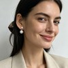 Pearl Earrings for Women Chunky Pearl Stud Earrings Front Back