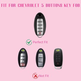 Vehicleloong for Nissan Key Fob Cover Case Shell Keychain Rogue Sentra Altima Pathfinder Frontier Kicks Murano Versa Maxima Infiniti Accessory Accessories Bling Girly Women, 5 Button, Silver White TPU