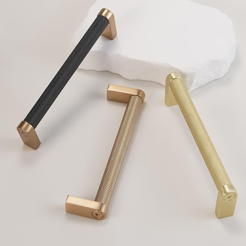 BUKOBYHE 10 Pack 5Inch(128mm) Kitchen Cabinet Handles Black and Champagne