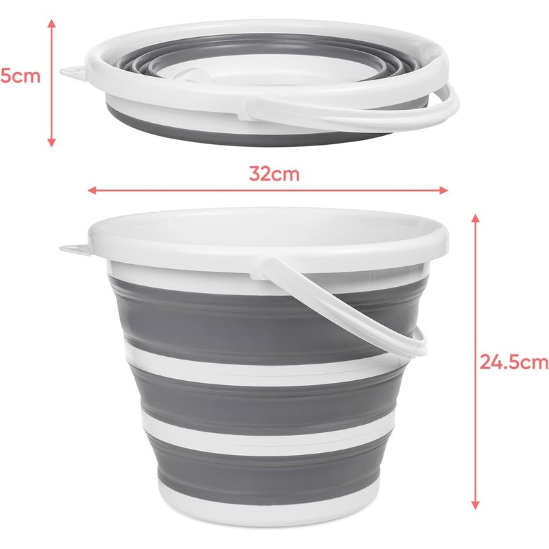 OLPRO 10L Collapsible Folding Bucket, 32cm Diamater, Packs Down to