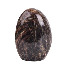 AMOYSTONE Black Moonstone Healing Crystal Stone Tower Polished Home Table Decor, Irregular 1.7~2 LBS