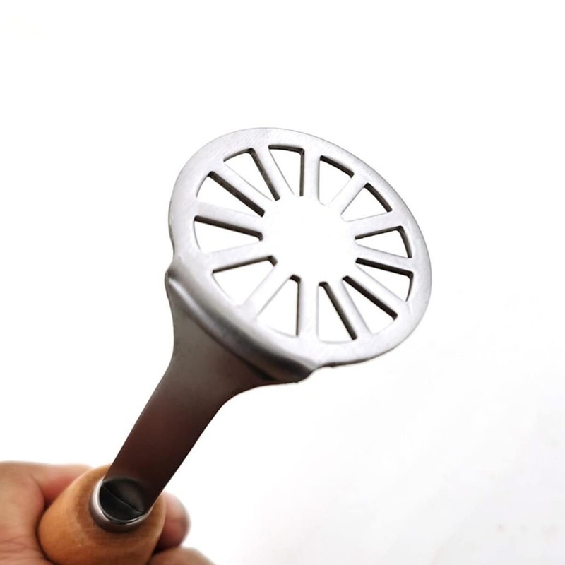 Mini Potato Masher with Wood Non Slip Handle,Stainless Steel Masher