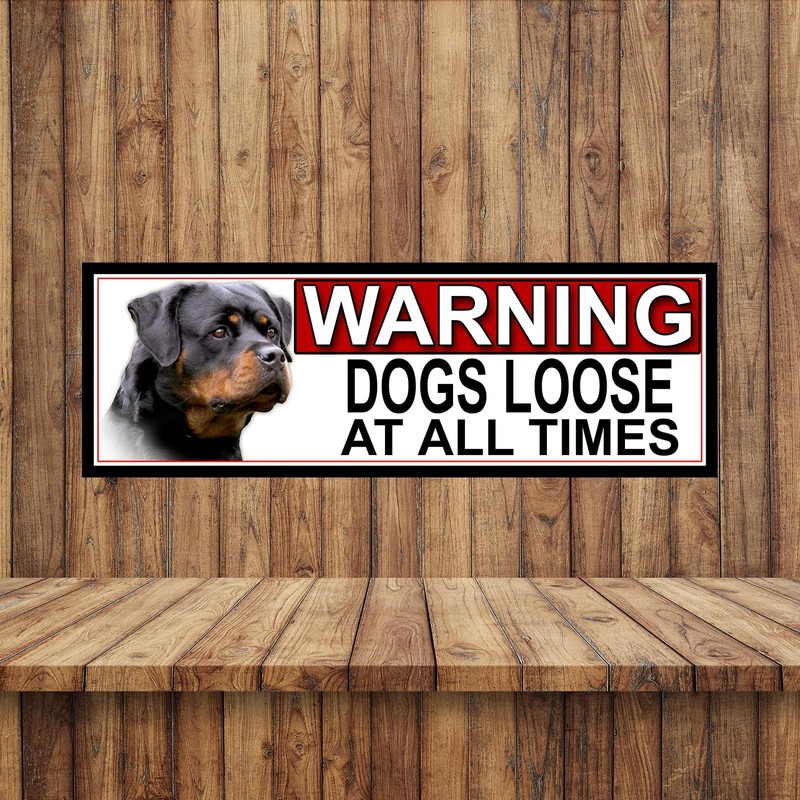 Shawprint Rottweiler WARNING DOGS LOOSE AT ALL TIMES METAL GATE