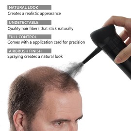 Hair Fibers for Thinning Hair - Hair Thickening Fibers & Applicator Spray Kit for Men & Women, Natural Long-Lasting Concealer for Fuller Hair, Thicker Beard & Crisp Hairlines, (Dark brown)