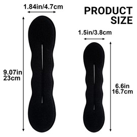 DC,CLISENCE 2PCS Hair Bun Maker, Black Sponge Hair Bun Shaper for Women, Non-Slip Lazy Updo Curler, Reusable Donut Bun Hairstyling Accessories for Long Thin Wavy Hair - 2 Sizes
