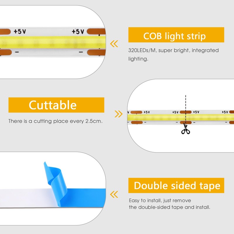 LRGBST 6 Pieces 2 m COB LED Strip Set, 5