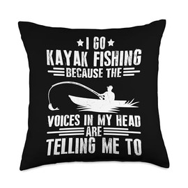 Kayak Fisherman Crate Tournament Kayak Fishing Rod Throw Pillow