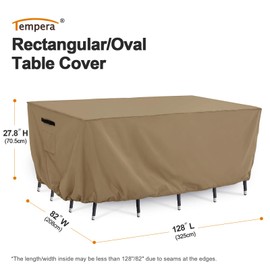 Tempera Outside Table Cover, Outdoor Dining Furniture, Picnic Table, Patio Sectional Sofa Set Cover Waterproof, Taupe, 128x82 inches