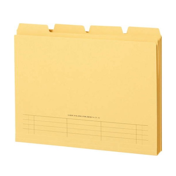 Lion Office Machine, 4-Cut Folder, Yamatsuki, A4, 4 Books, No.31-4P, Yellow