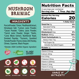 Māla Girl Vegan Mushroom Brainiac Superfood Broth Powder, Instant Soup & Bouillon Base with Porcini, Lions Mane & Reishi Plant-Based Broth for Ramen, Soups, Cooking & On-the-Go Comfort, 4-6 Servings
