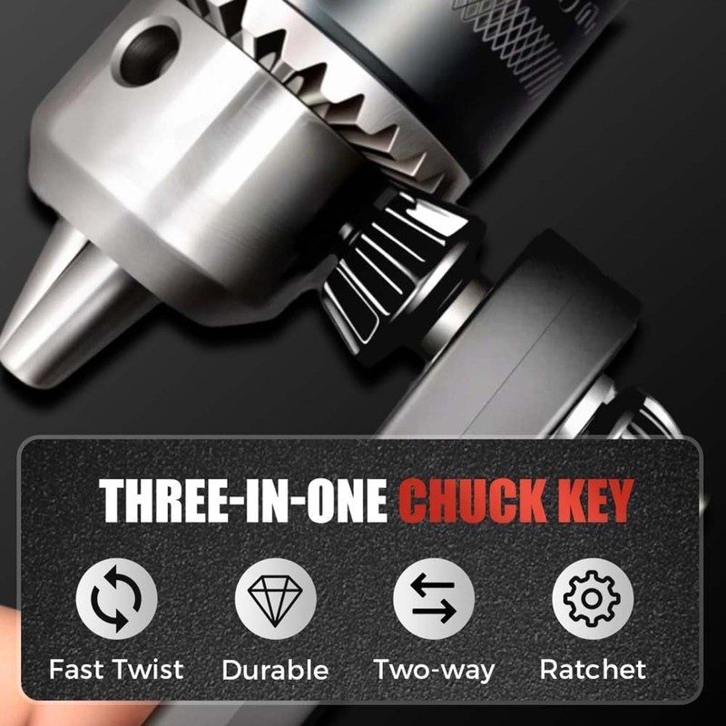 LAPUOTSP 2-in-1 Ratchet Drill Chuck Key Wrench, Universal Chuck Key