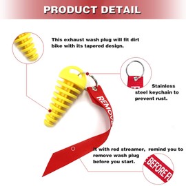 0.6"-1.5" Muffler Exhaust Wash Plug Motorcycle Dirt Bike 2 Stroke Rubber Exhaust Silencer with Keychain Tag Remove Before Start Engine Yellow