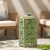 FocusOnHome Outdoor 14" Iron Floral Side Table Patio Side Table,