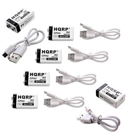HQRP 6-Pack 9V 400mAh LI-ION 9-Volt Rechargeable/Radio/Square / 6LR61 / 7.2H5 / 6KR61 / 6HR61 / PP3 High Capacity Long Life Battery