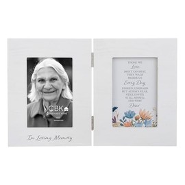 Ganz Tabletop Memorial Keepsake Double Hinged Picture Frame Holds 4 x 6 Inch Photo MDF In Loving Memory