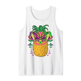 Mardi Gras Jester Pineapple Mask Carnival Party Fruit Lover Tank Top