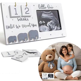 Puniama Baby Scan Photo Frames - Mum to Be Pregnant Gifts, Ultrasound Photo Frame with Countdown Calendar for Baby Announcement & Gender Reveal Ideas, Perfect Pregnancy Gifts for Mum Expecting