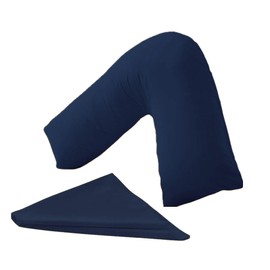 NURBAY V Pillowcase cover 100% Polycotton V pillow case cover - Neck & Back Support Orthopaedic Pregnancy Nursing V shaped Pillowcase cover only-Envelope Closure (Navy Blue)