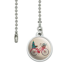 GRAPHICS & MORE Christmas Bicycle Bike and Cat in Basket Ceiling Fan and Light Pull Chain