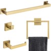 Brushed Gold Bathroom Towel Bar Sets Premium Stainless Steel 4-Piece