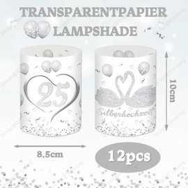 12 Lantern Table Decoration Silver Wedding Anniversary Table 25th Wedding Anniversary Gift, 25th Silver Wedding Anniversary Gift Ideas, Decoration for Silver Wedding, Suitable for Tea Lights or