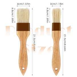 Gjinxi 3Pcs Pastry Brush, Natural Bristle Basting Brush, Basting Brush for Cooking, Food Brush, Butter Brush, Baster Brush, Beech Wooden Handle BBQ Brushes for Sauce, Kitchen Baking Brushes