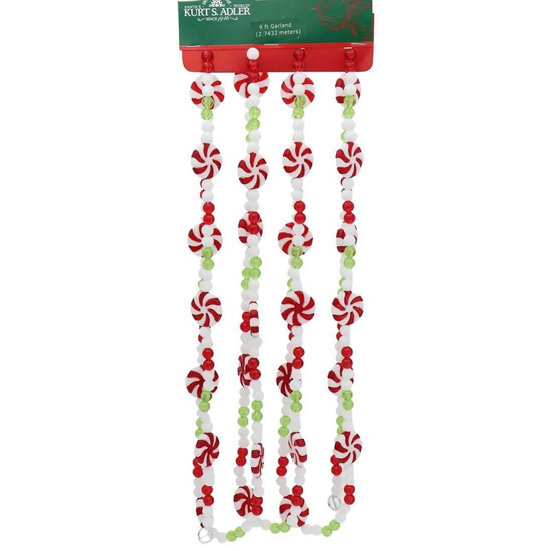 Kurt Adler 9'Red/Green/White Candy Garland 2/A