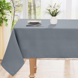 smiry Table Cloth Wipe Clean Rectangular 140x180 cm, Wipeable Water Resistant Polyester Tablecloth, Washable Fabric 4 to 6 Seater Dining Table Cover for Kitchen Indoor Outdoor, Grey