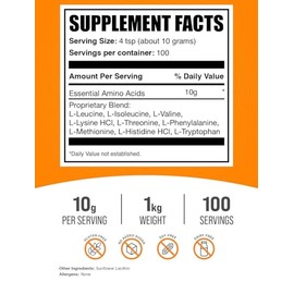 BulkSupplements BYCRAY Aminoácidos esenciales (EAA), 1 kg