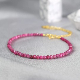 Unbranded Pink Tourmaline Small Beads Minimalist Dainty Healing Protection Women Bracelet