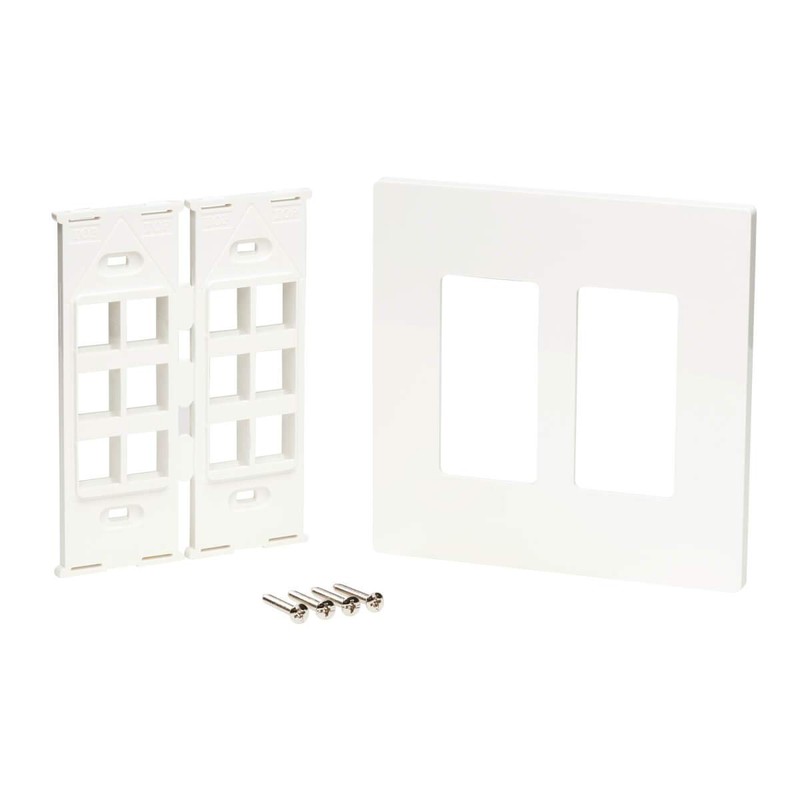 Tripp Lite 12-Port Universal Keystone Double-Gang Wall Plate, 2-Gang Faceplate,