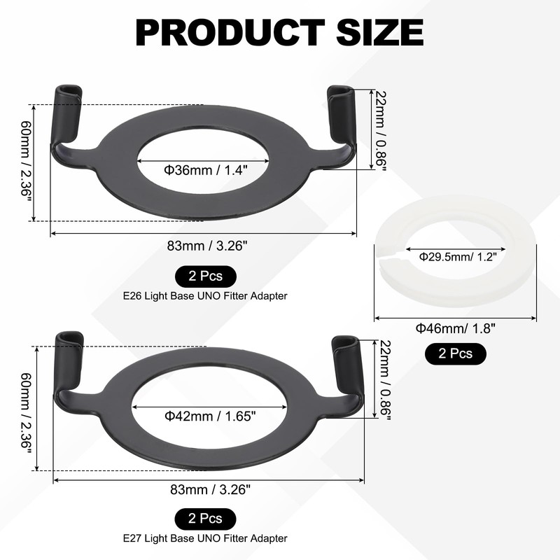 YOKIVE E27 E26 Lamp Harp Saddle Base, 2 Set 1.7"/1.4"
