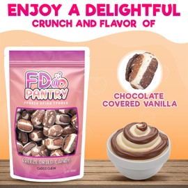 FD Pantry Freeze Dried Chocolate Chews - Chocolate Covered Vanilla Nougat - Crunchy Candy, 3 oz Large Bag (Chocolate Chews)