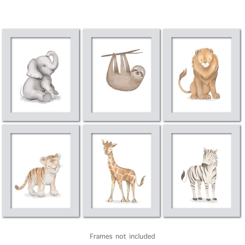 Lambs & Ivy Watercolor Safari Jungle Animals Unframed Nursery/Child Wall