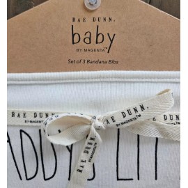Rae Dunn White Valentine's Baby Bandana Cloth Bibs 3 pc Set Love Bandit Heart