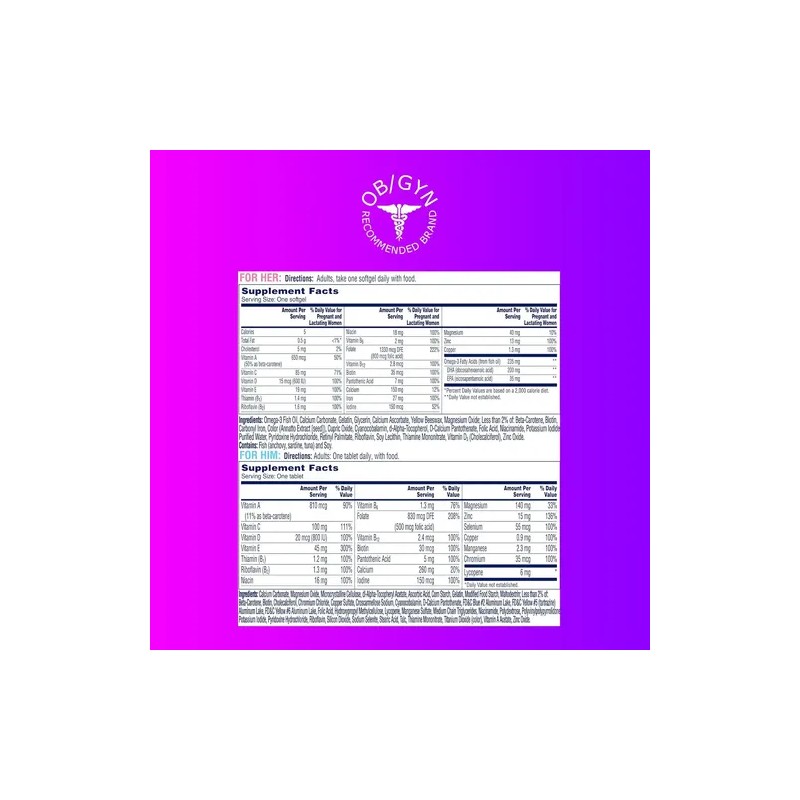 One A Day Paquete Prenatal Multivitaminico Para Pareja 30+30