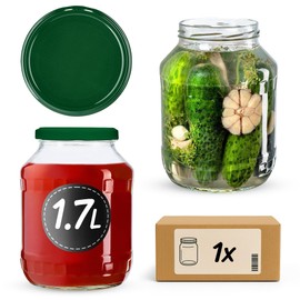 KADAX Preserving Jars 1.7 L with fi89 Screw Lid, Large Preserve Jars with Wide Opening for Pickling Cucumbers, Kimchi & Sauerkraut, Jars for Preserving and Fermenting (Green, Pack of 1)