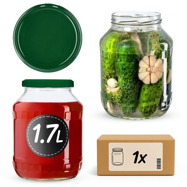KADAX Preserving Jars 1.7 L with fi89 Screw Lid, Large