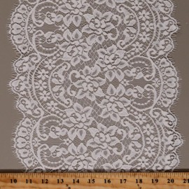 Fields Fabrics Double-Edge Scallop Floral Ecru/Cream 11" Lace Trim Fabric by the Yard M407.10