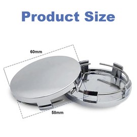 4 PCS Car Wheel Hub Center Cap, 60mm OD 58mm ID,ABS Rust-Proof Durable Snap-in Anti-Falling Fastening Installation Accessories, Wheel Hub Modification Decoration,Universal for Cars (Silver)