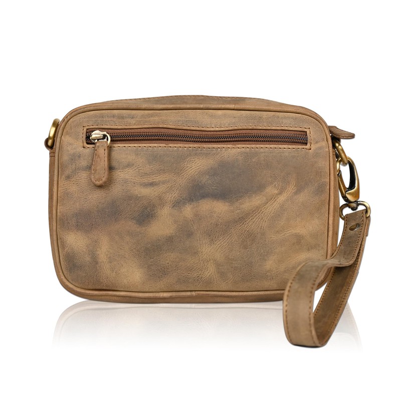 Leather Wrist Bag for Unisex Made of Cowhide Leather 21-