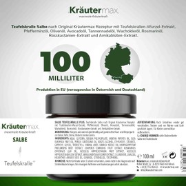 Devil's Claw Ointment High Dose Balm Cream Extract 1 x 100 ml