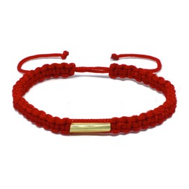 Origin Siam Handmade Thai Knot Wristband with Brass Amulet | Blessed Woven Macrame Bracelet | for Karma Good Luck Love Friendship Yoga Meditation Mindfulness (Red)